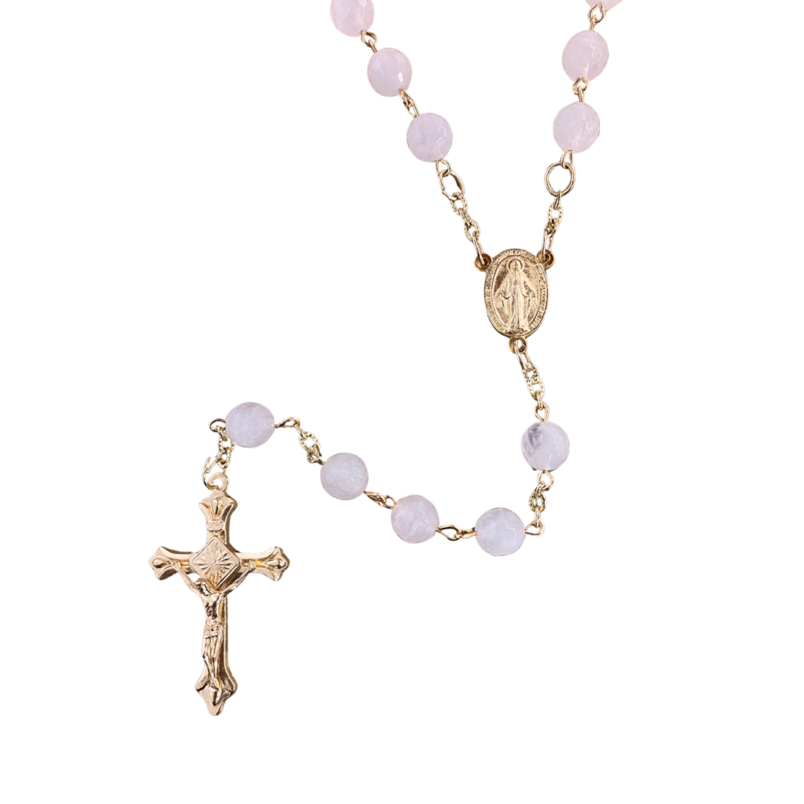 Rose Quartz and Gold Deluxe Rosary