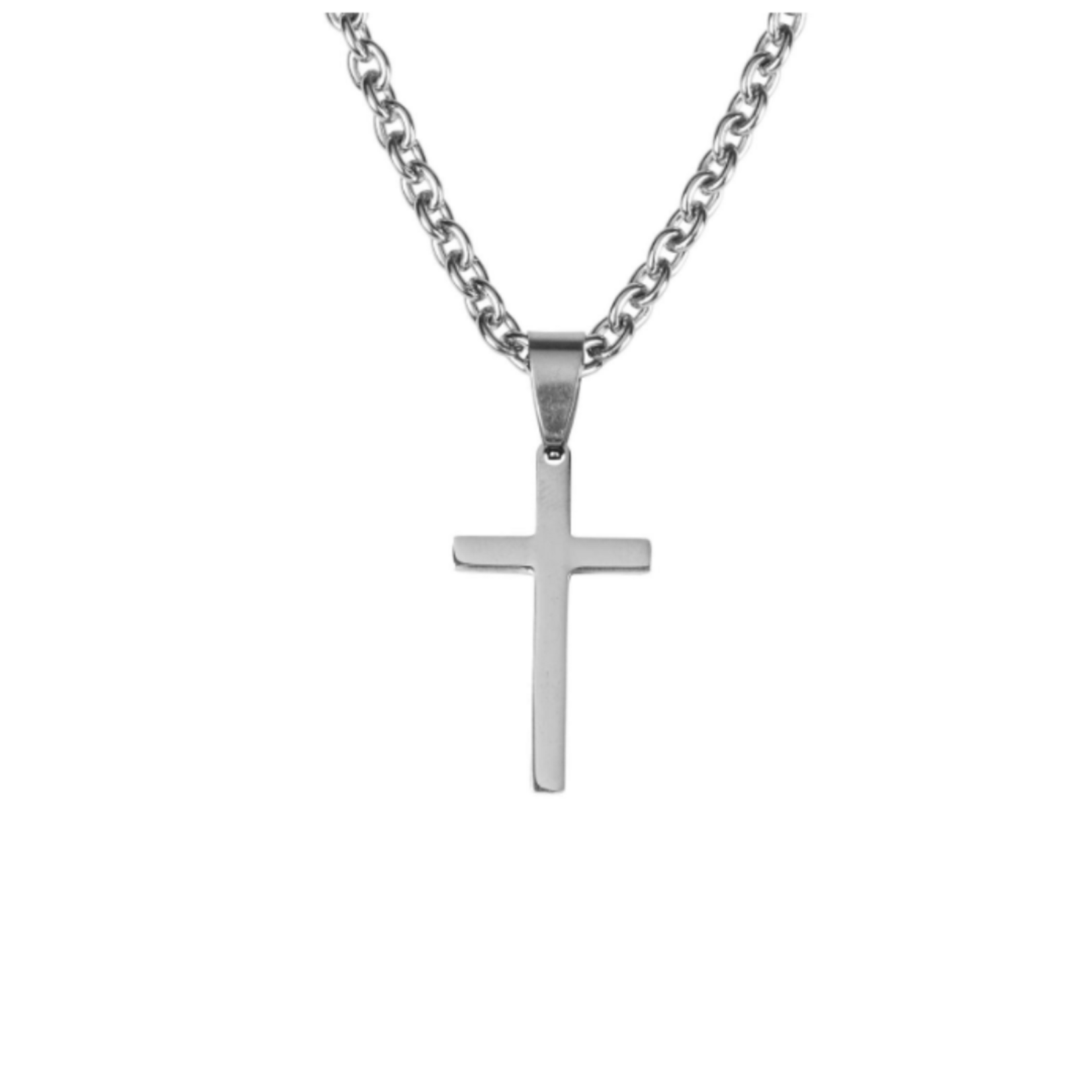 Stainless Steel Boy's Box Cross on Chain