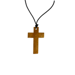 Wood Cross on Leather Cord