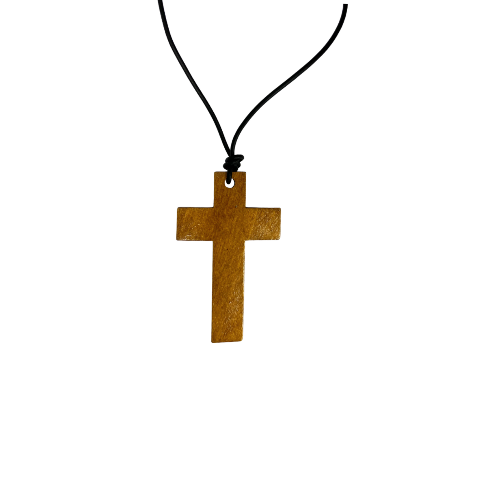 Wood Cross on Leather Cord