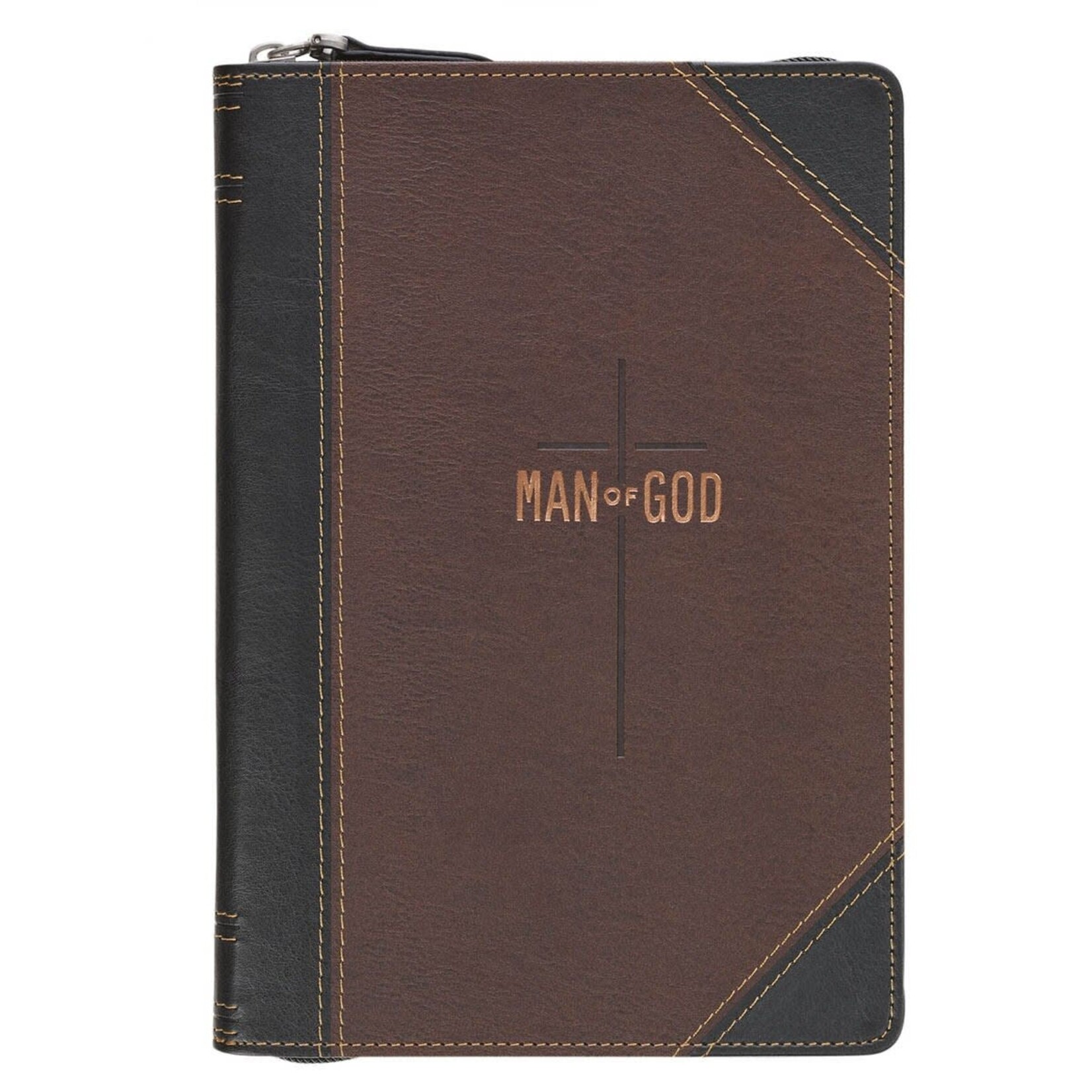 Man of God Brown and Black Zip Journal