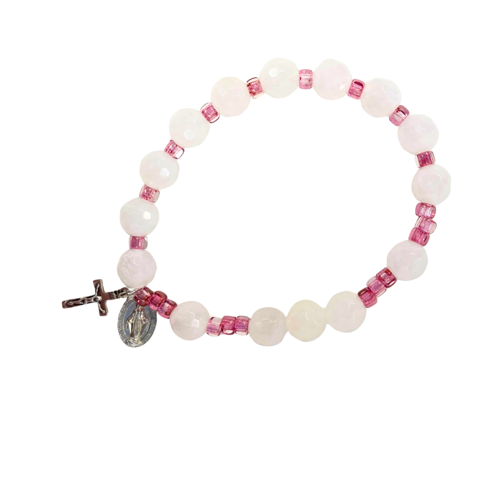 Rose Quartz Pink Rosary Bracelet