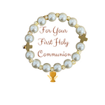 Gold Square Cross First Communion Bracelet