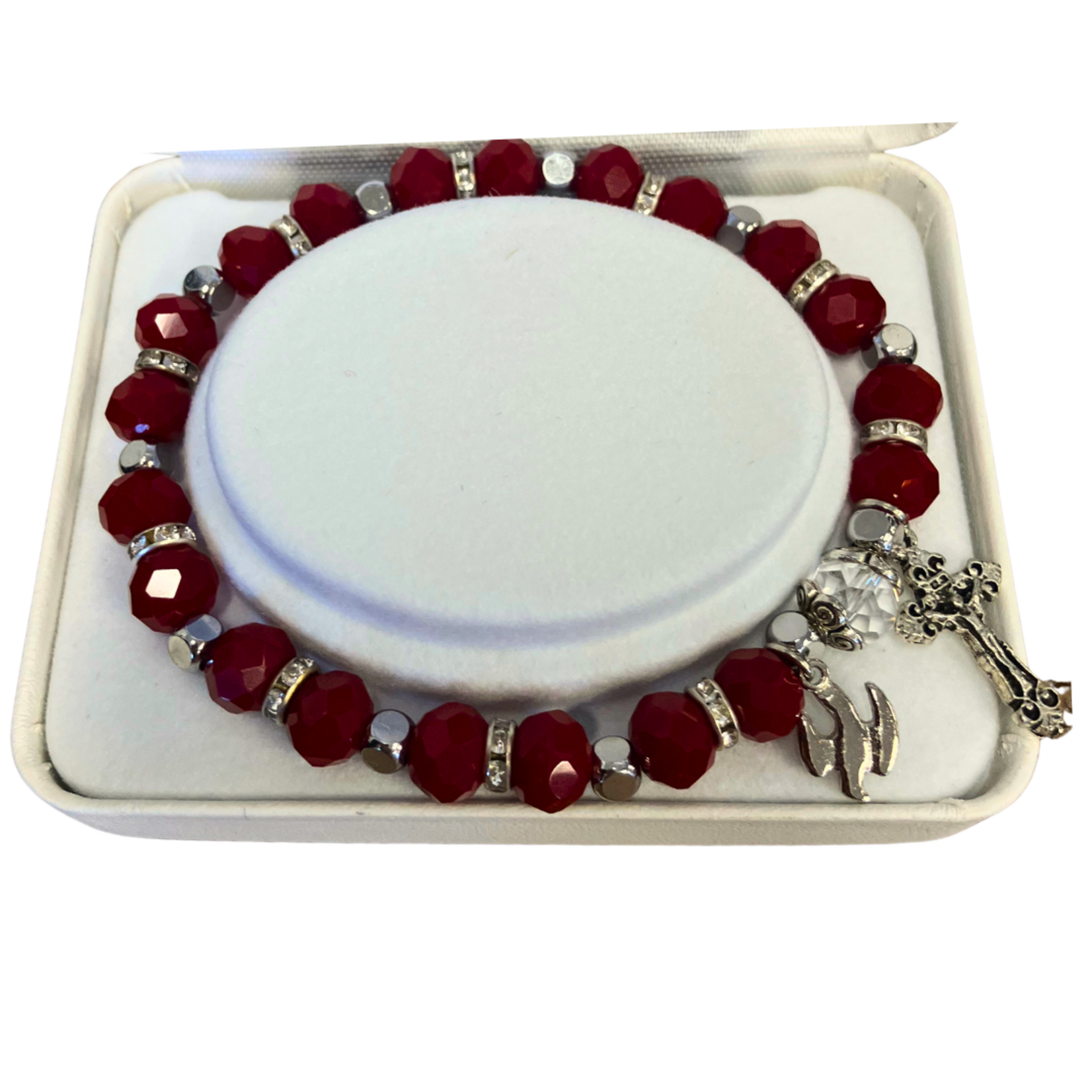 Red Crystal Holy Sprit Bracelet Boxed