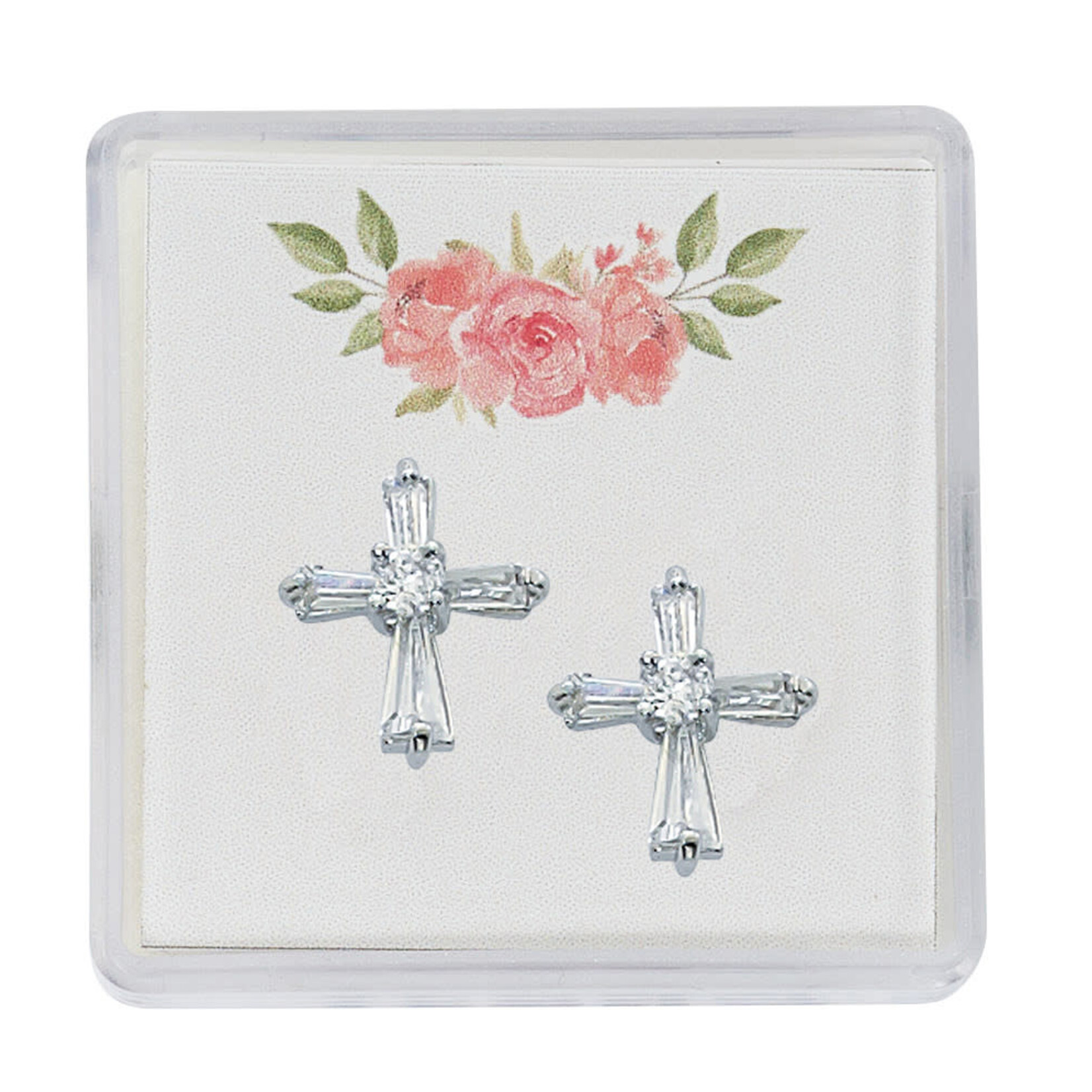 Baguette Crystal Cross Earrings