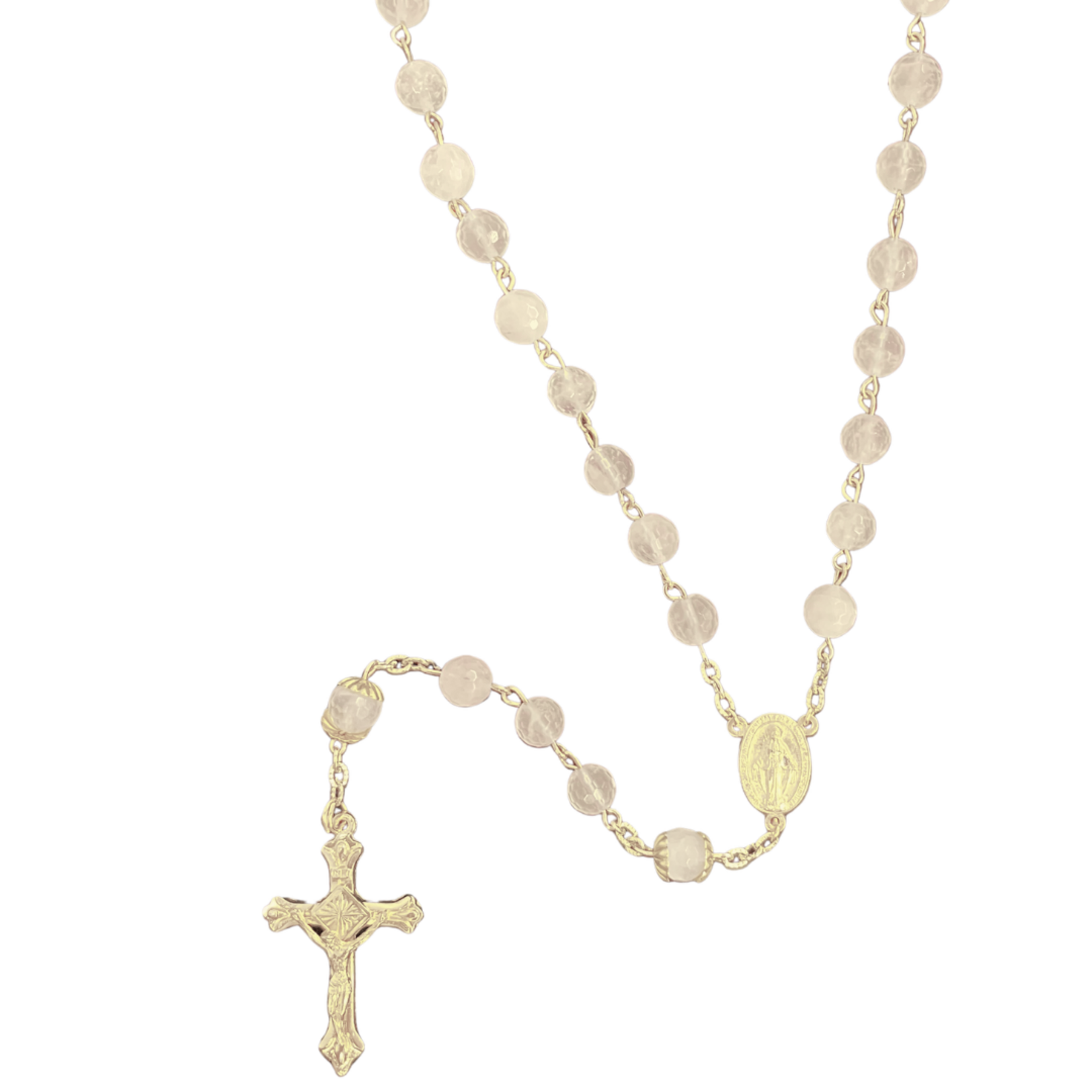 Rose Quartz and Gold Deluxe Rosary