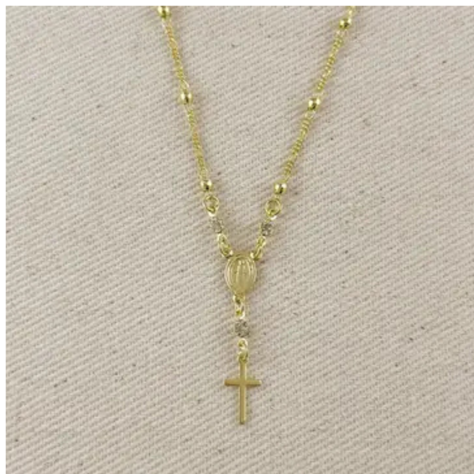 18K Gold Filled Rosary Style Necklace