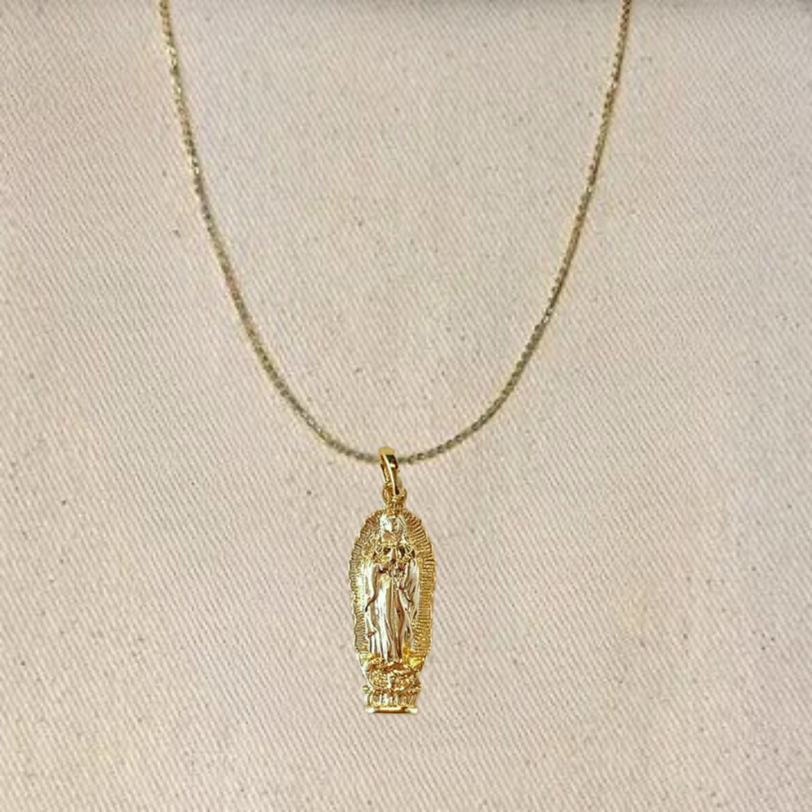 18K Gold Filled Our Lady of Guadalupe Statue Pendant on Chain