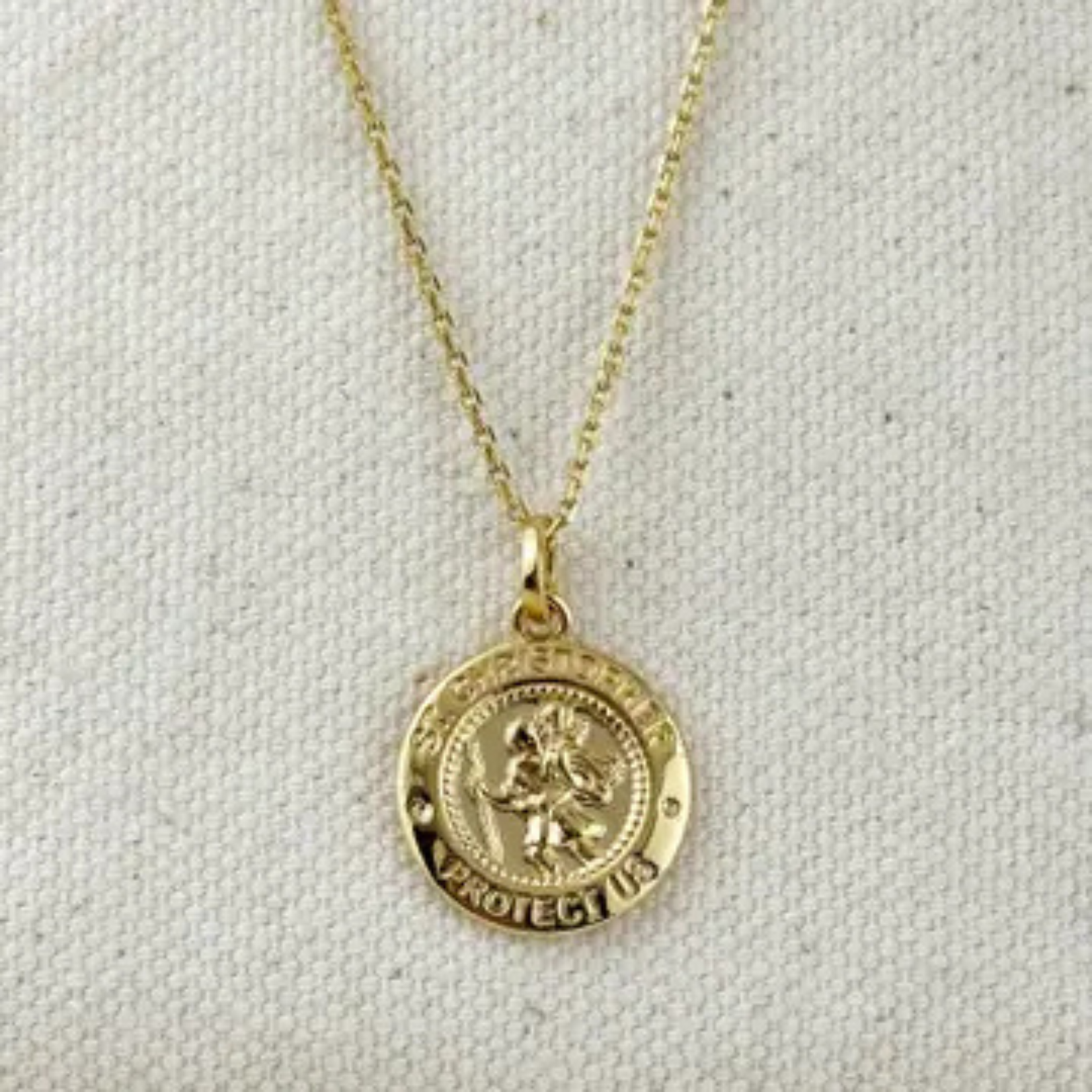 18K Gold Fill St Christopher Medal on Chain