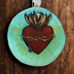 Sacred Heart Painted on Wood