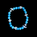 Cross Anchor Heart Blue Bracelet