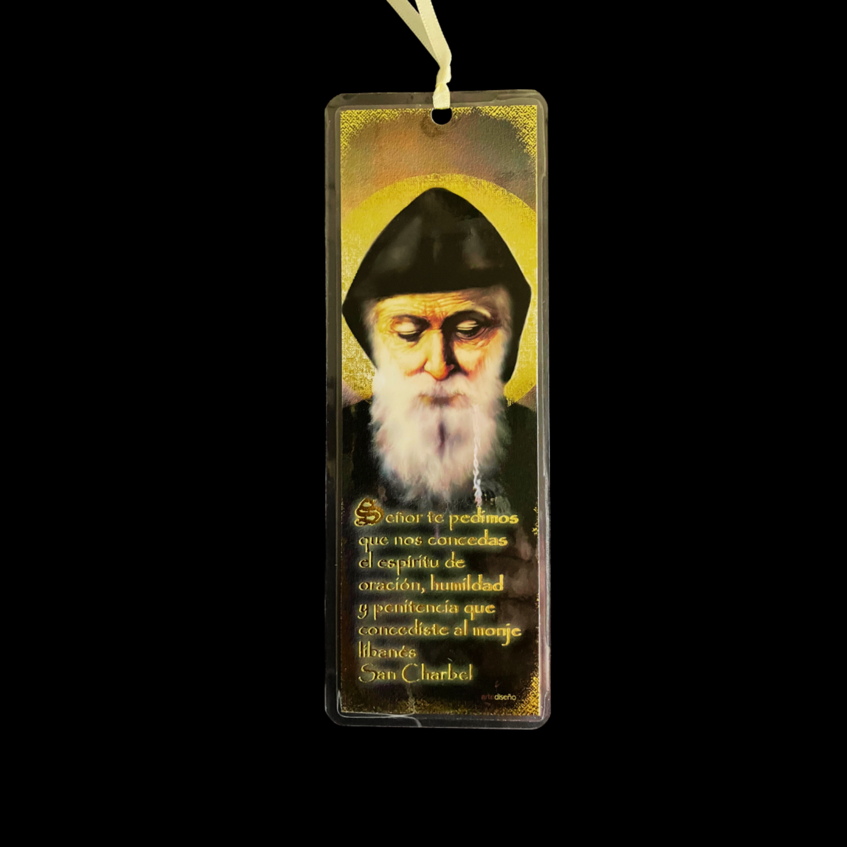 San Charbel Laminated Bookmark Spanish