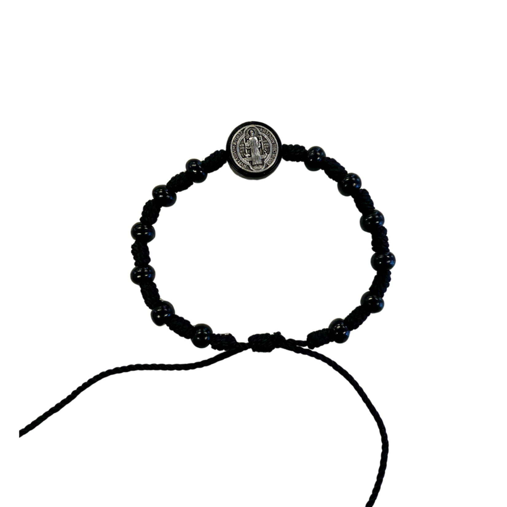 Black Rosary Bracelet with St Benedict medal