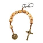 St Benedict Olive Wood Backpack Clip