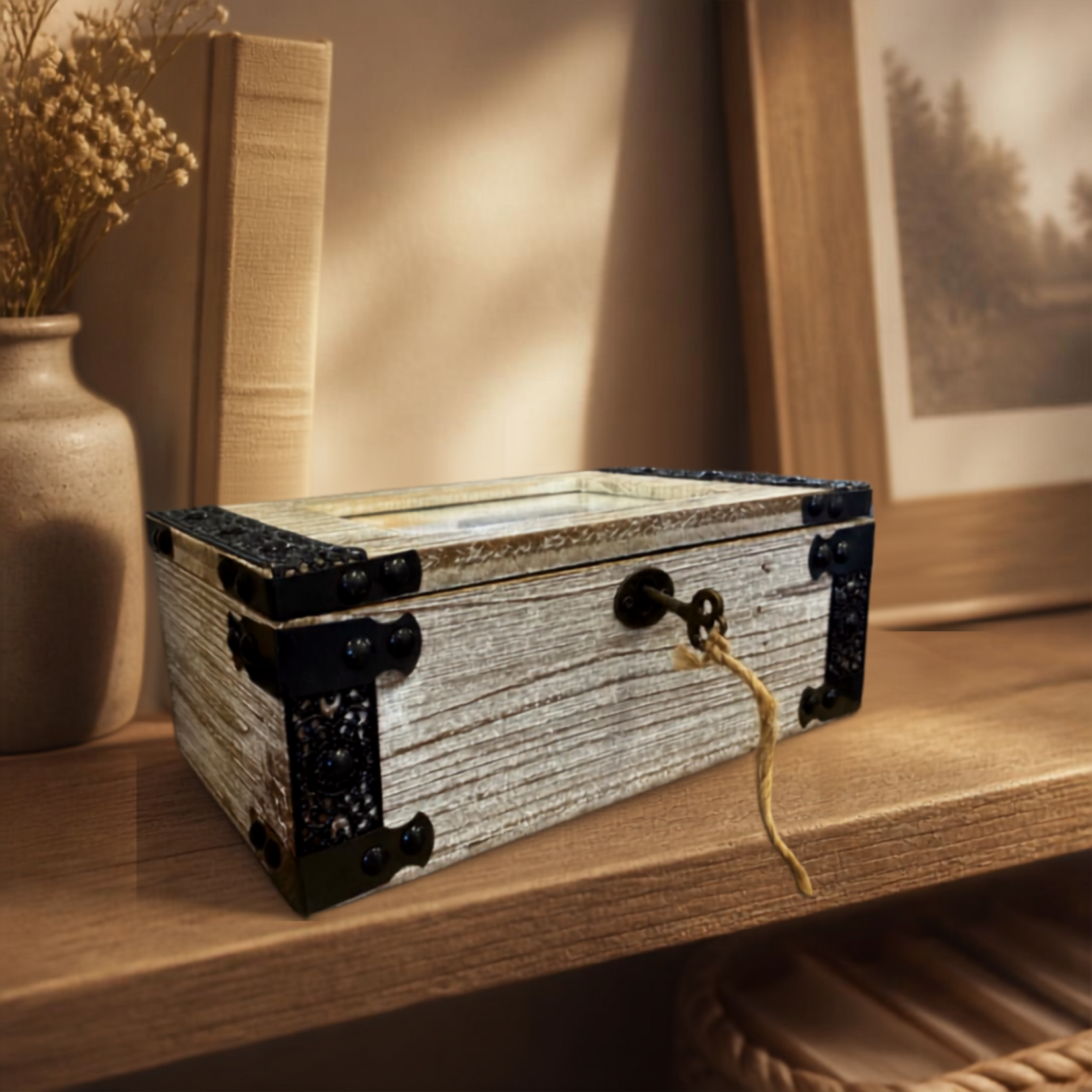 Vintage Treasure Chest with Key
