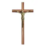 Wall Crucifix Wood with Gold Inlay