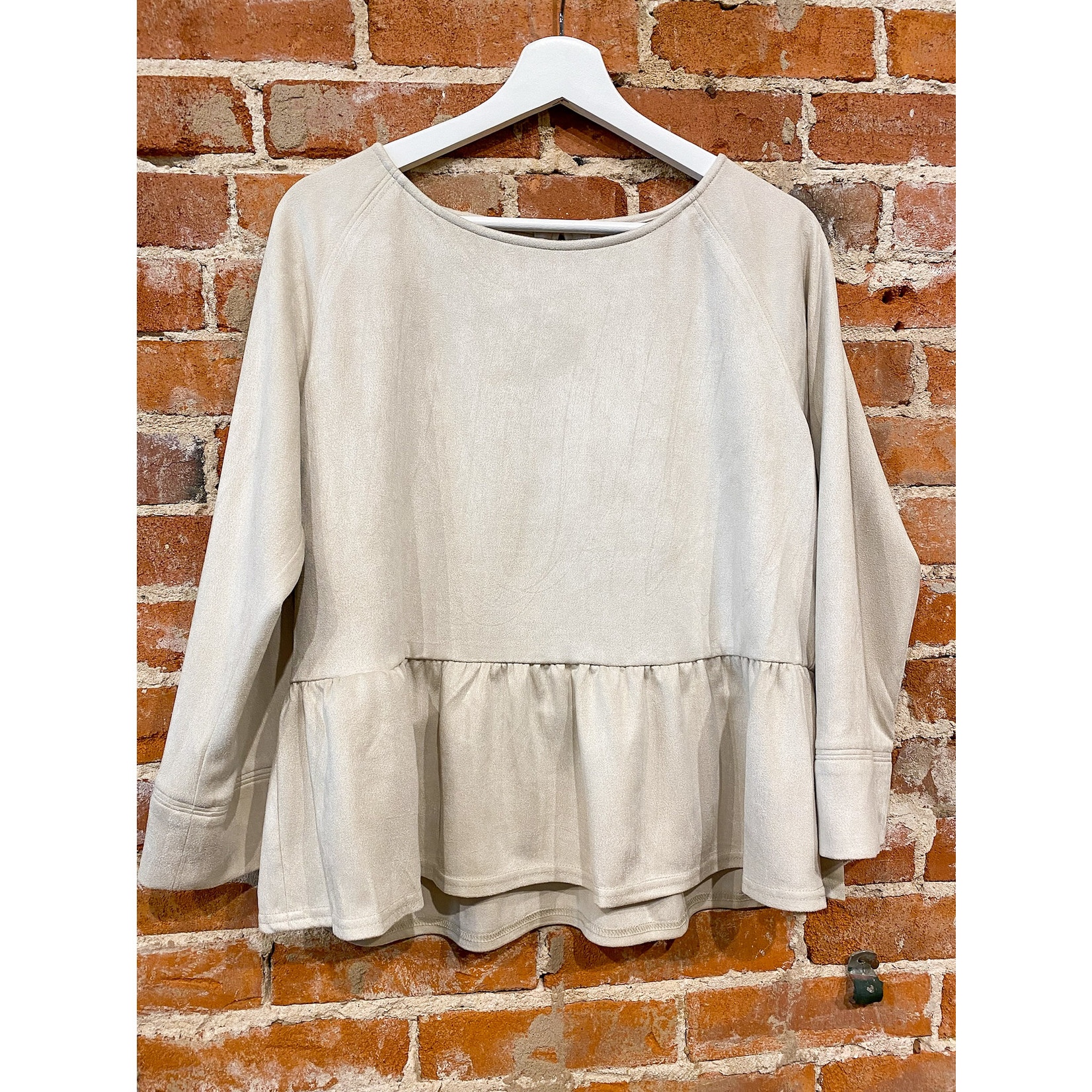 209wst38 Gathered Tiered Suede Blouse