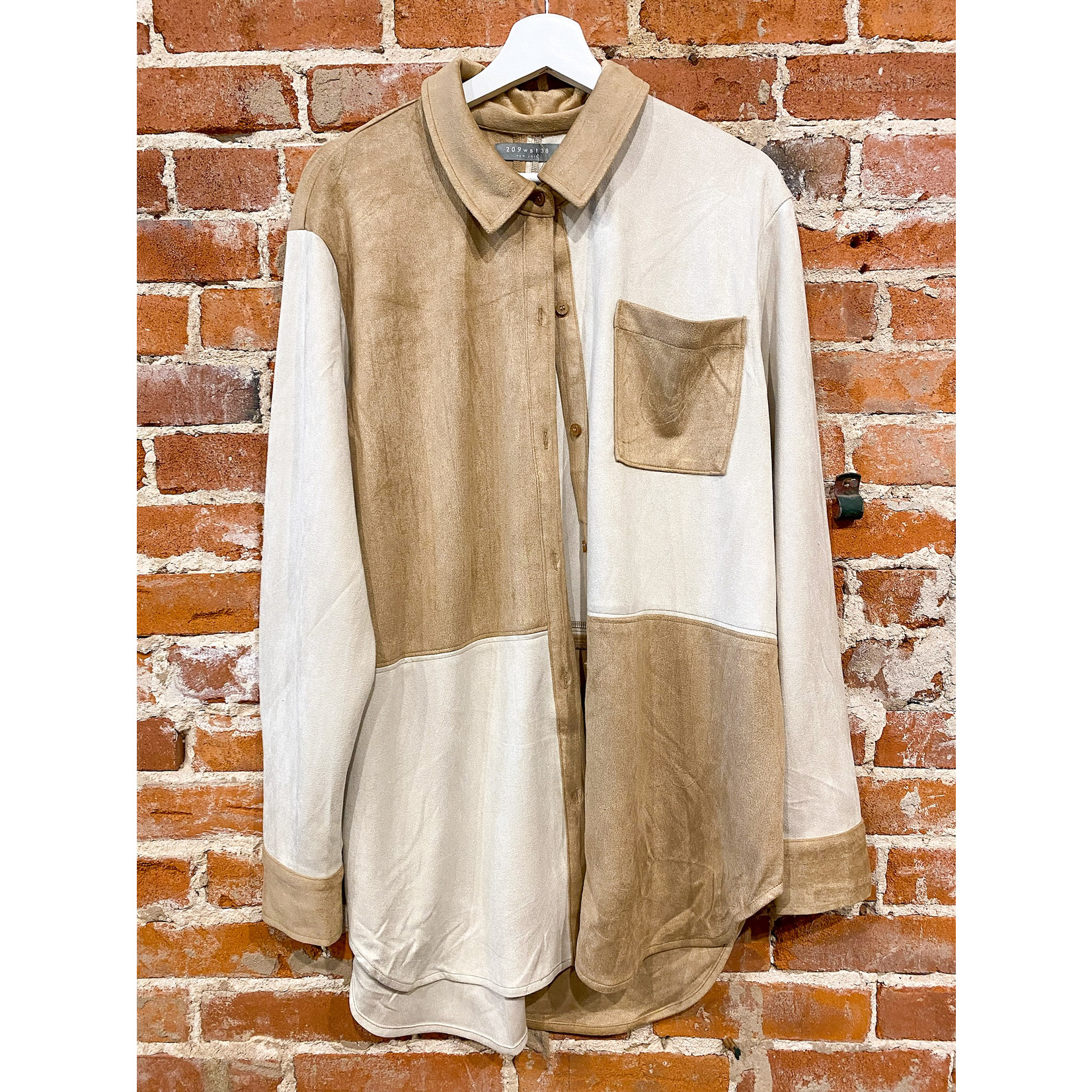 209wst38 Color-Blocked Suede Shirt