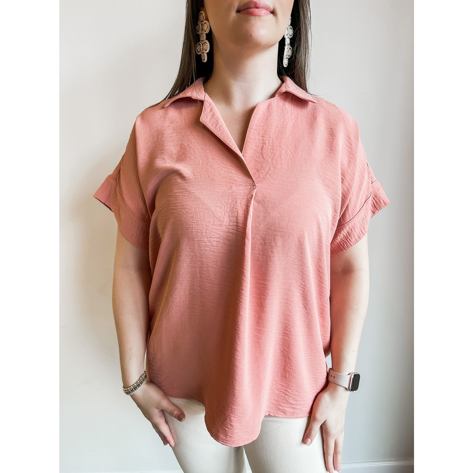 Ivy Jane Notched Collar Popover Top