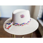 Baldiz White Palm Hat W/Pinwheel