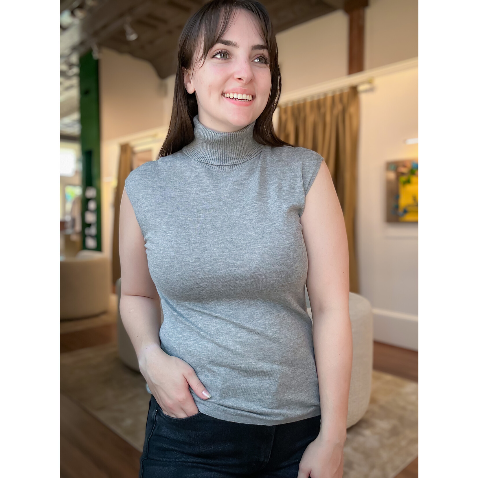 Nic + Zoe Sleeveless Turtleneck Sweater Tee