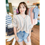 The Fashion Back Button Stripe Top