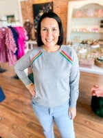 J. Society Rainbow Trim Crew Sweater