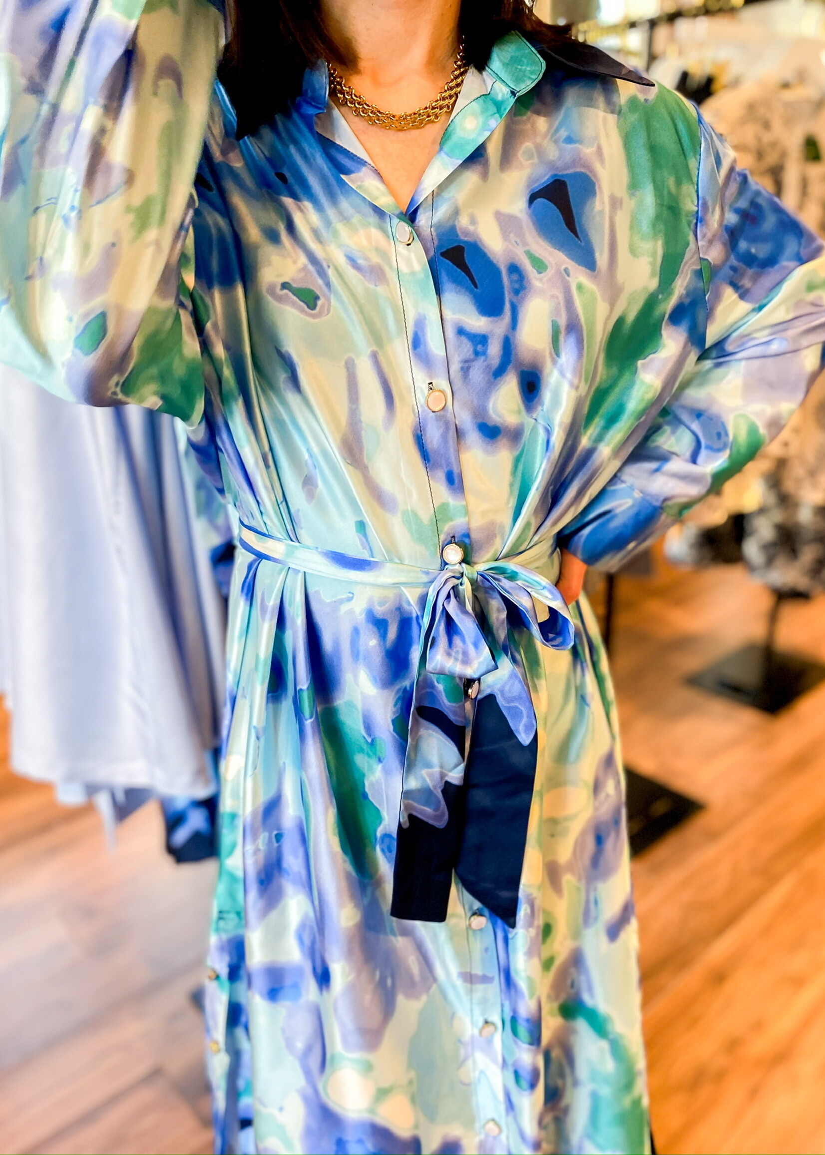 Beulahstyle Watercolor Belted Maxi