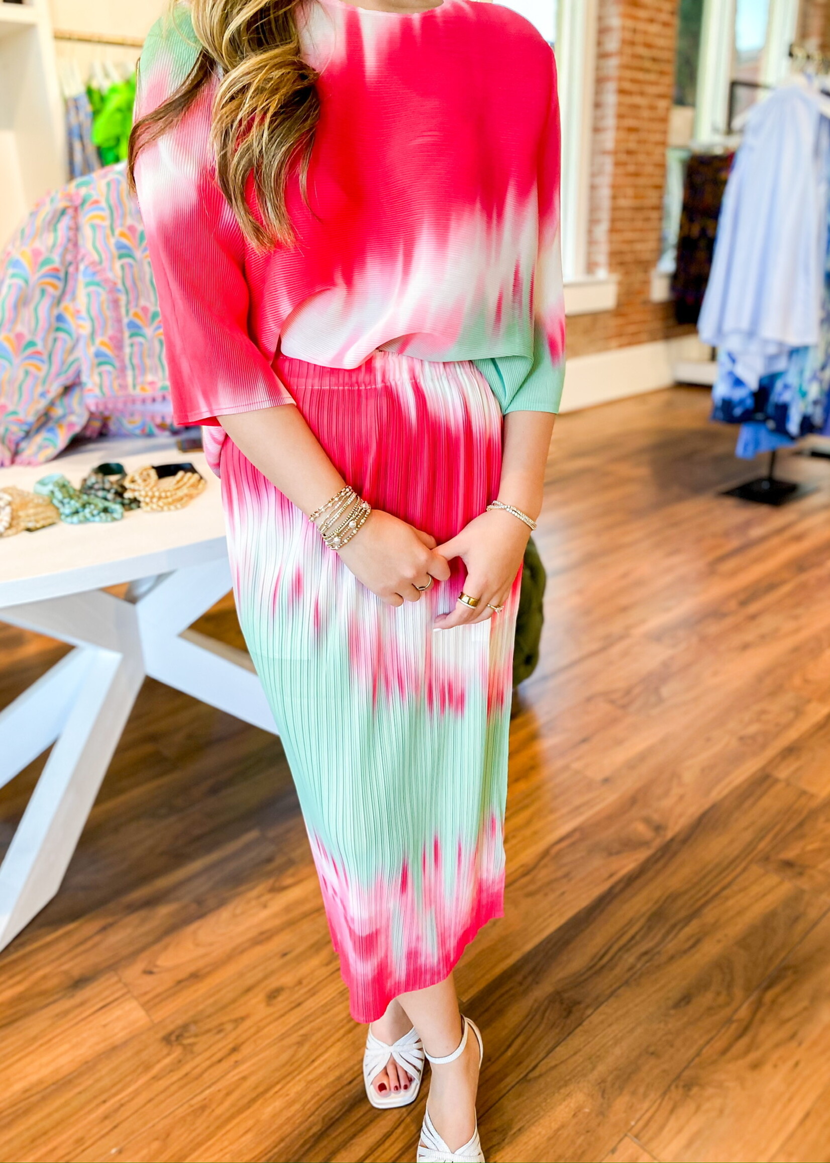 Beulahstyle Pleated Top/Skirt Set