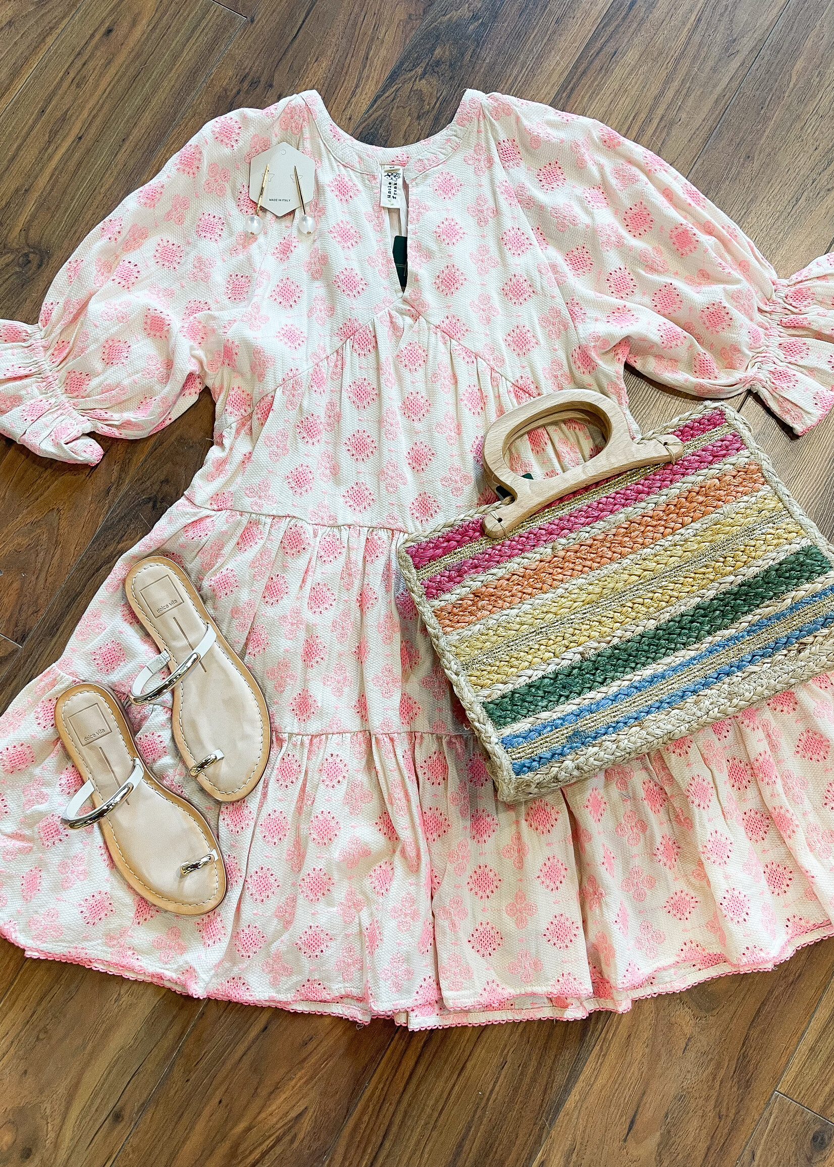 Uncle Frank Neon Eyelet Tiered Dress
