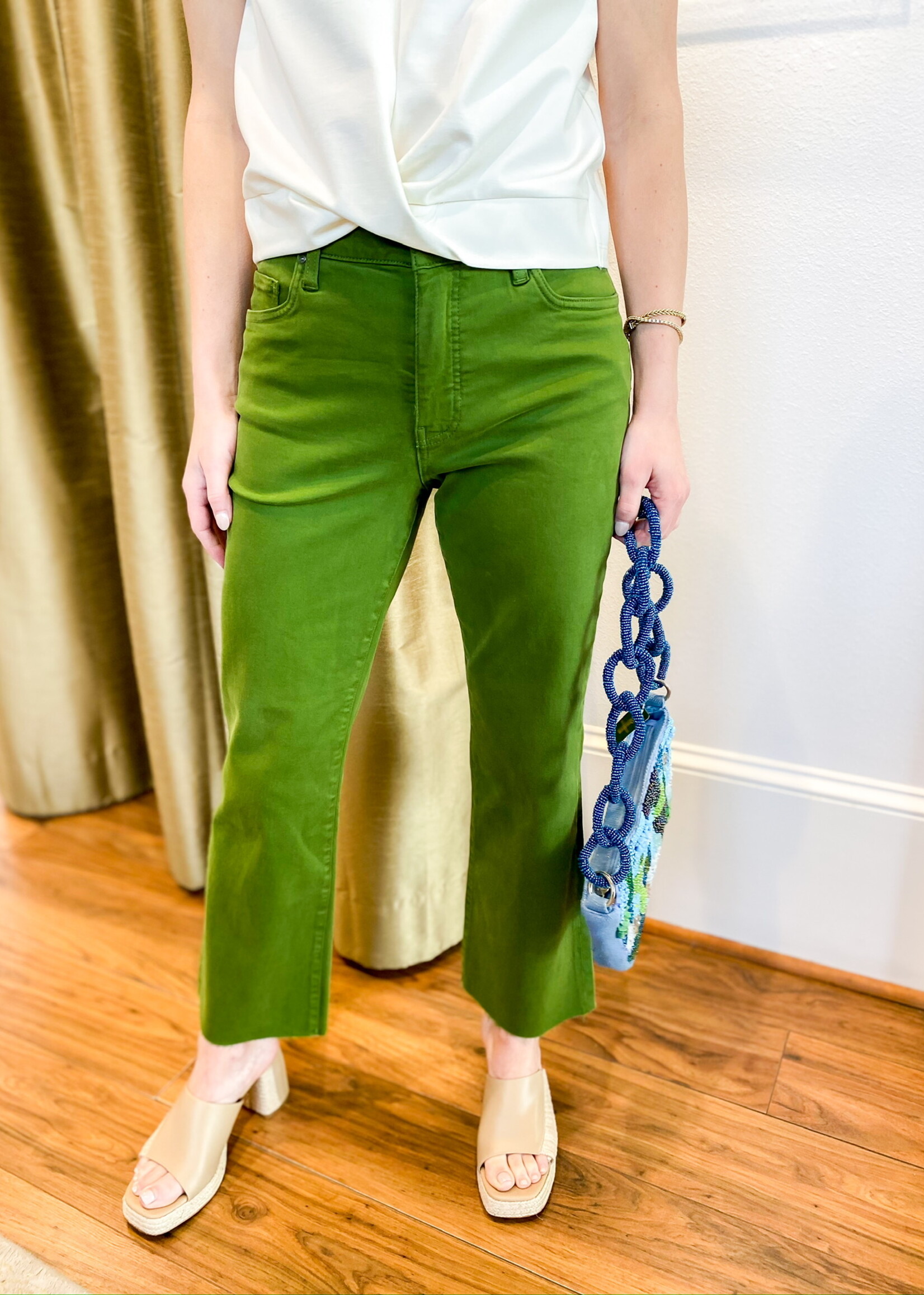 KUT Denim Kelsey High Rise Ankle Flare W/Raw Hem