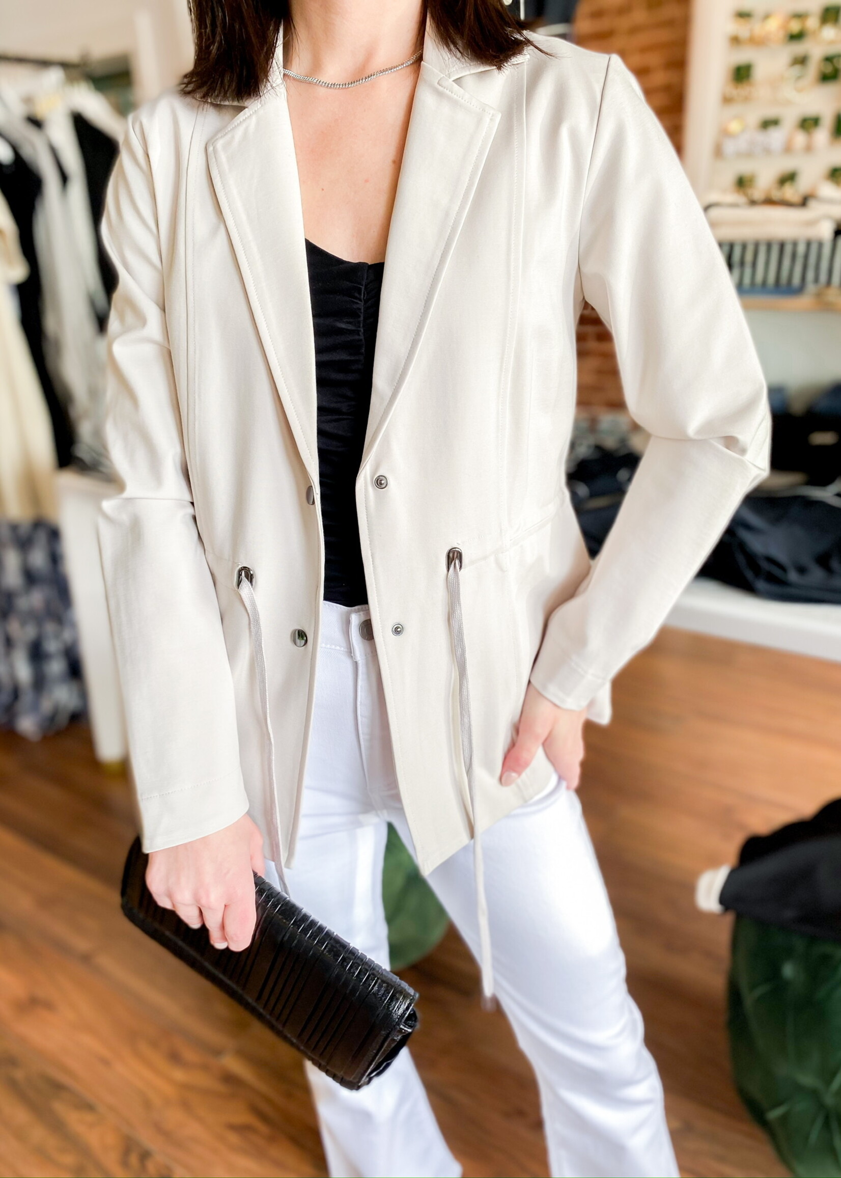 Lola & Sophie Ponte Draw-String Blazer