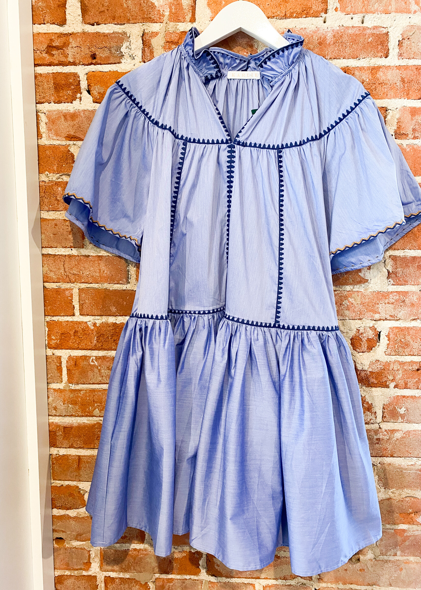 Karlie Contrast Trim Tier Dress