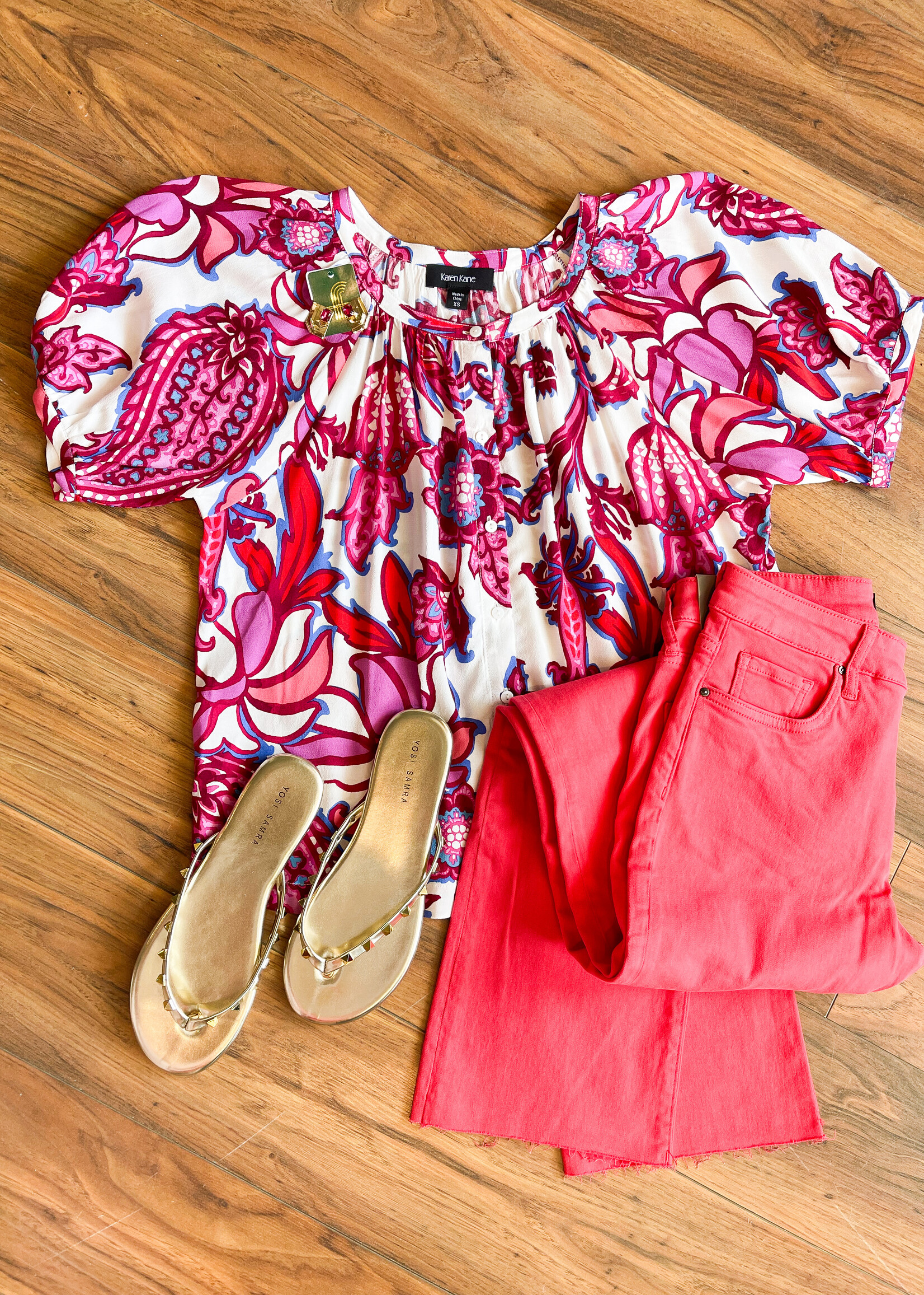 Karen Kane, Inc. Short Sleeve Peasant Top