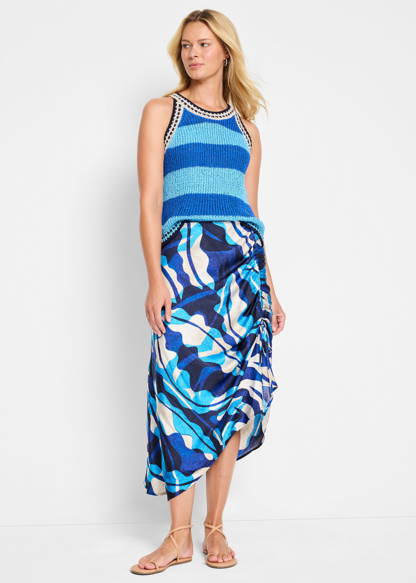 Nic + Zoe Aqua Surf Side Ruche Skirt
