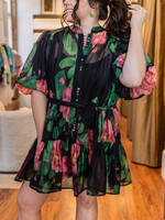 Beulahstyle Floral Puff Sleeve Tiered Dress