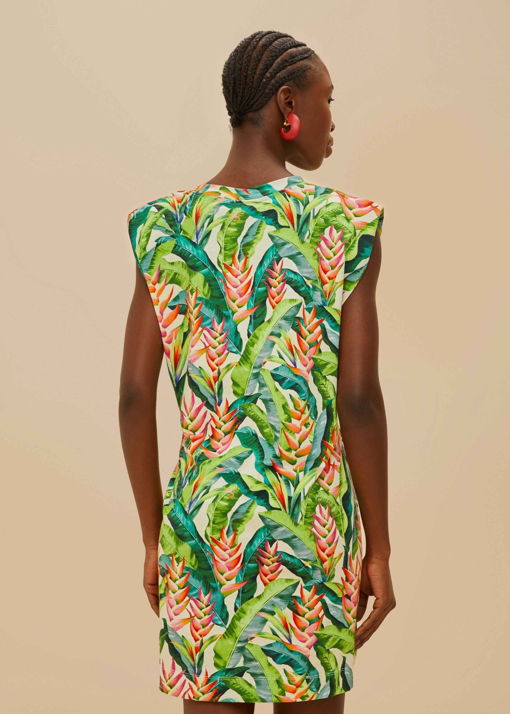 Farm Rio Heli Leaves T-Shirt Mini Dress