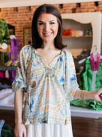 Current Air Seashell Print 3/4 Sleeve Blouse