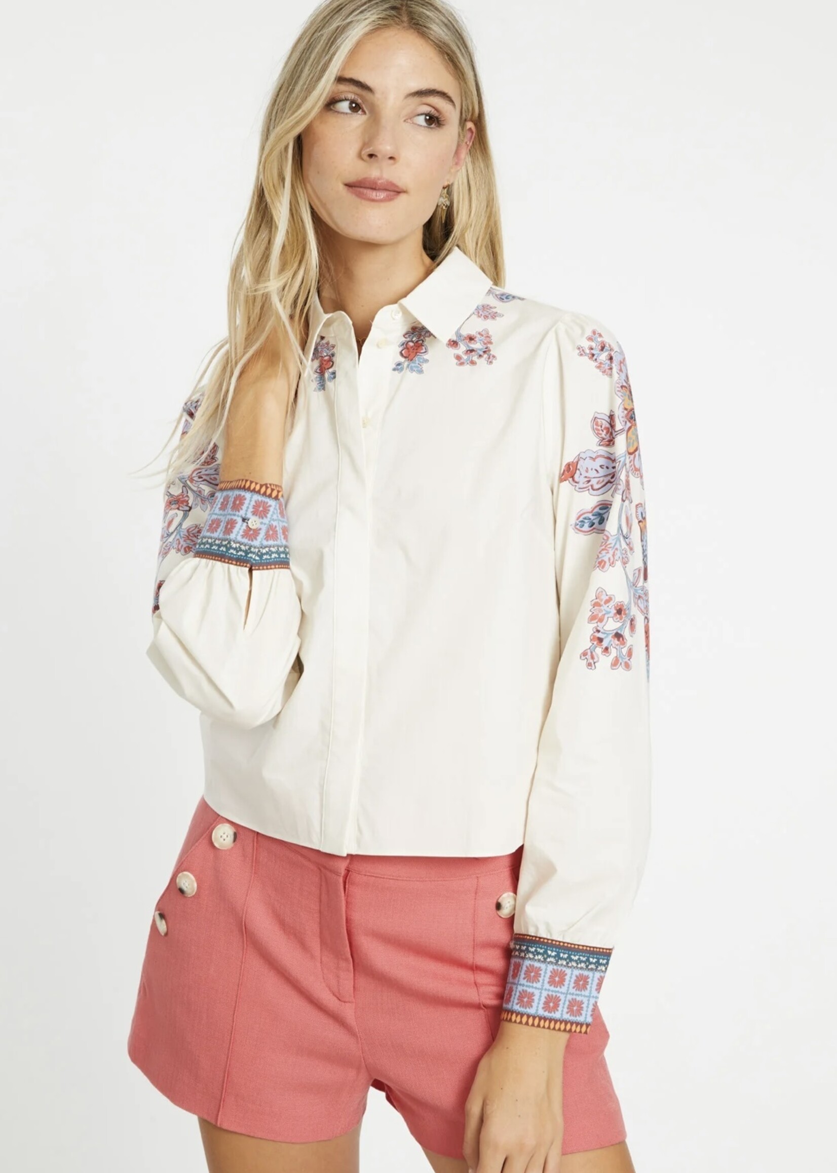 Caballero Audrey Woodblock Bloom Top