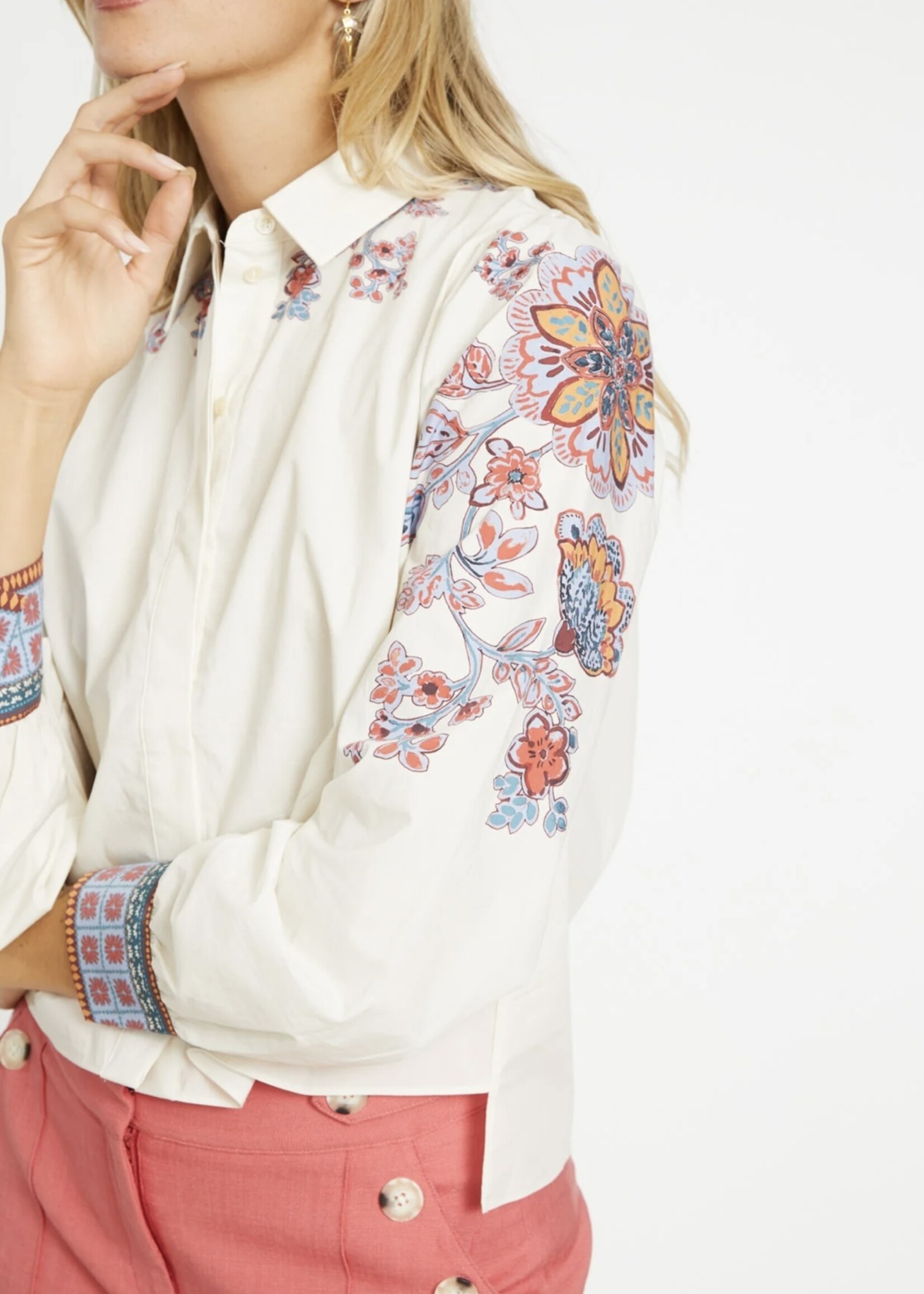 Caballero Audrey Woodblock Bloom Top
