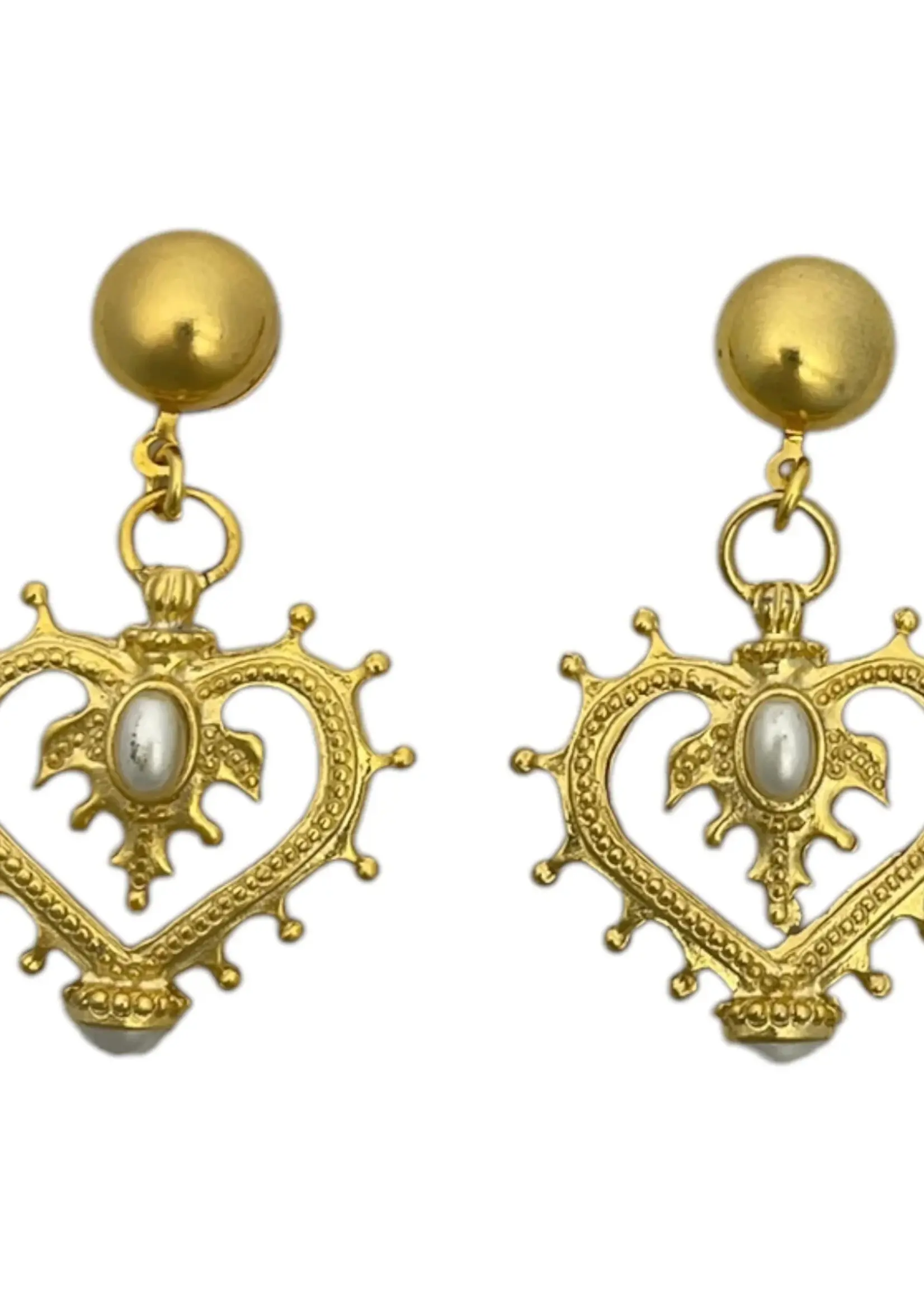 The Sage Vintage Statement Pearly Heart Earrings