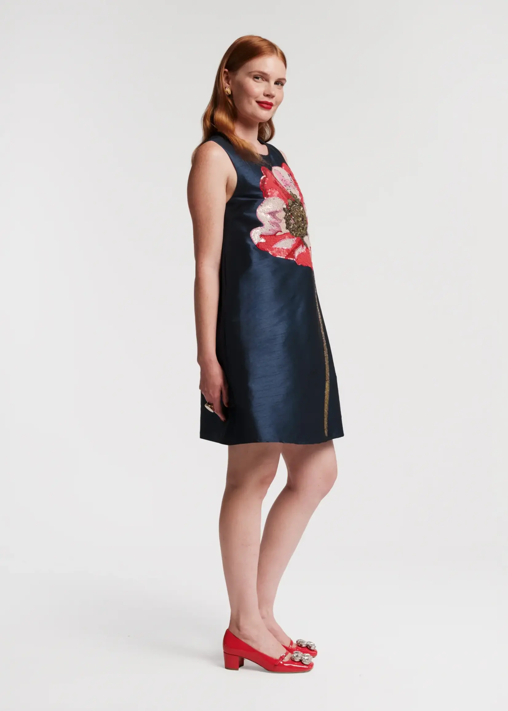 Frances Valentine Alice Shift Dress W/Poppy Flower