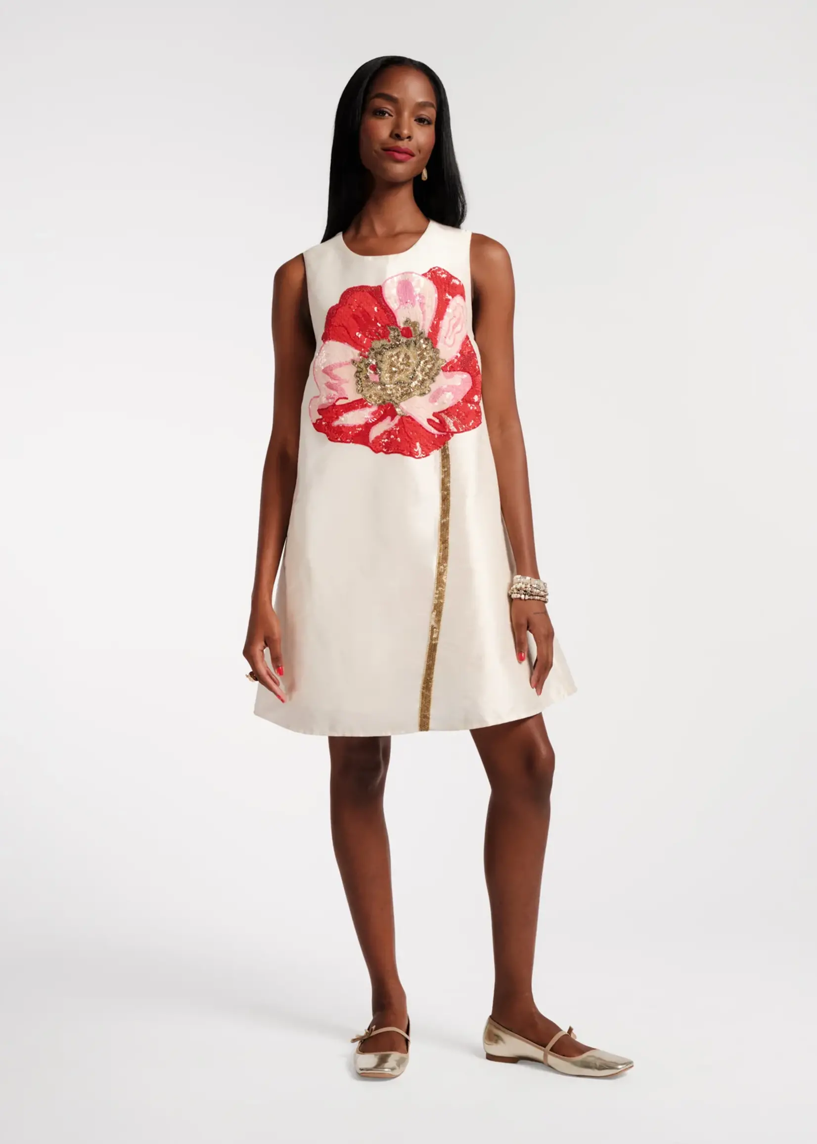 Frances Valentine Alice Shift Dress W/Poppy Flower
