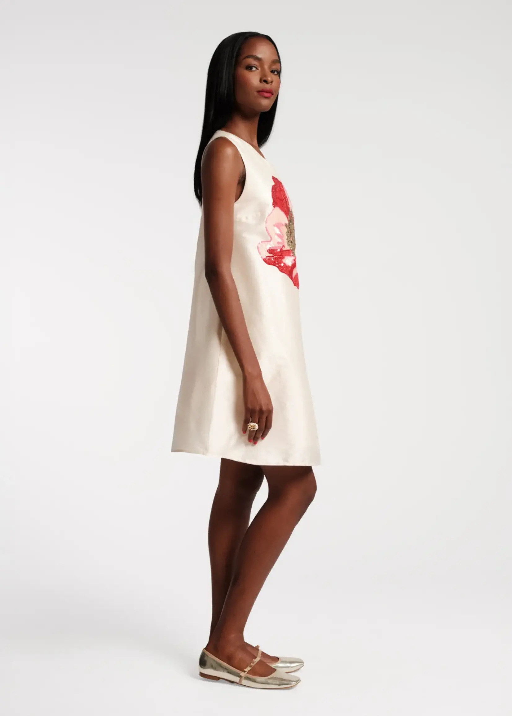Frances Valentine Alice Shift Dress W/Poppy Flower