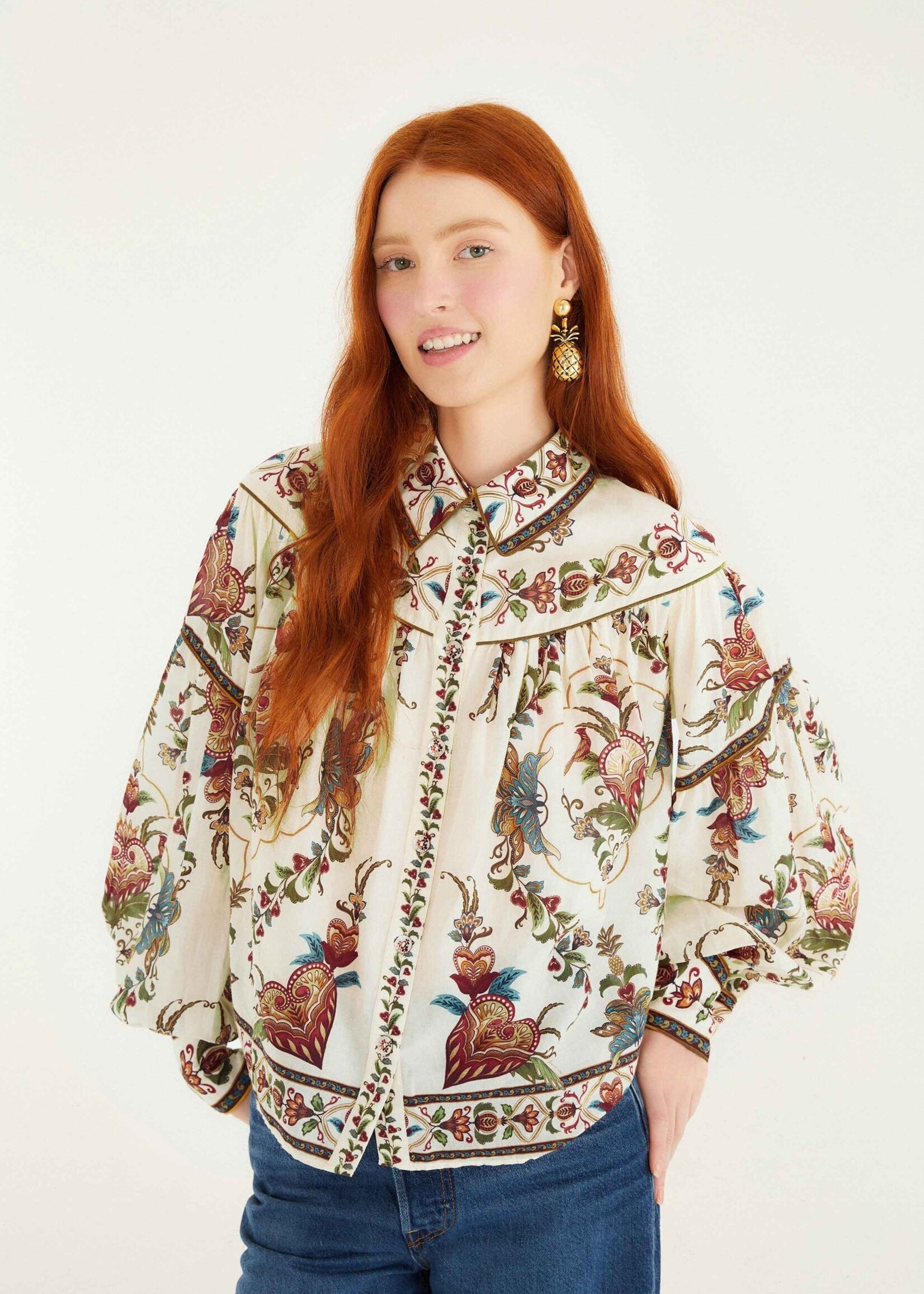 Farm Rio Majestic Hearts Blouse