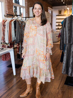Karlie Paisley Chiffon Midi Dress