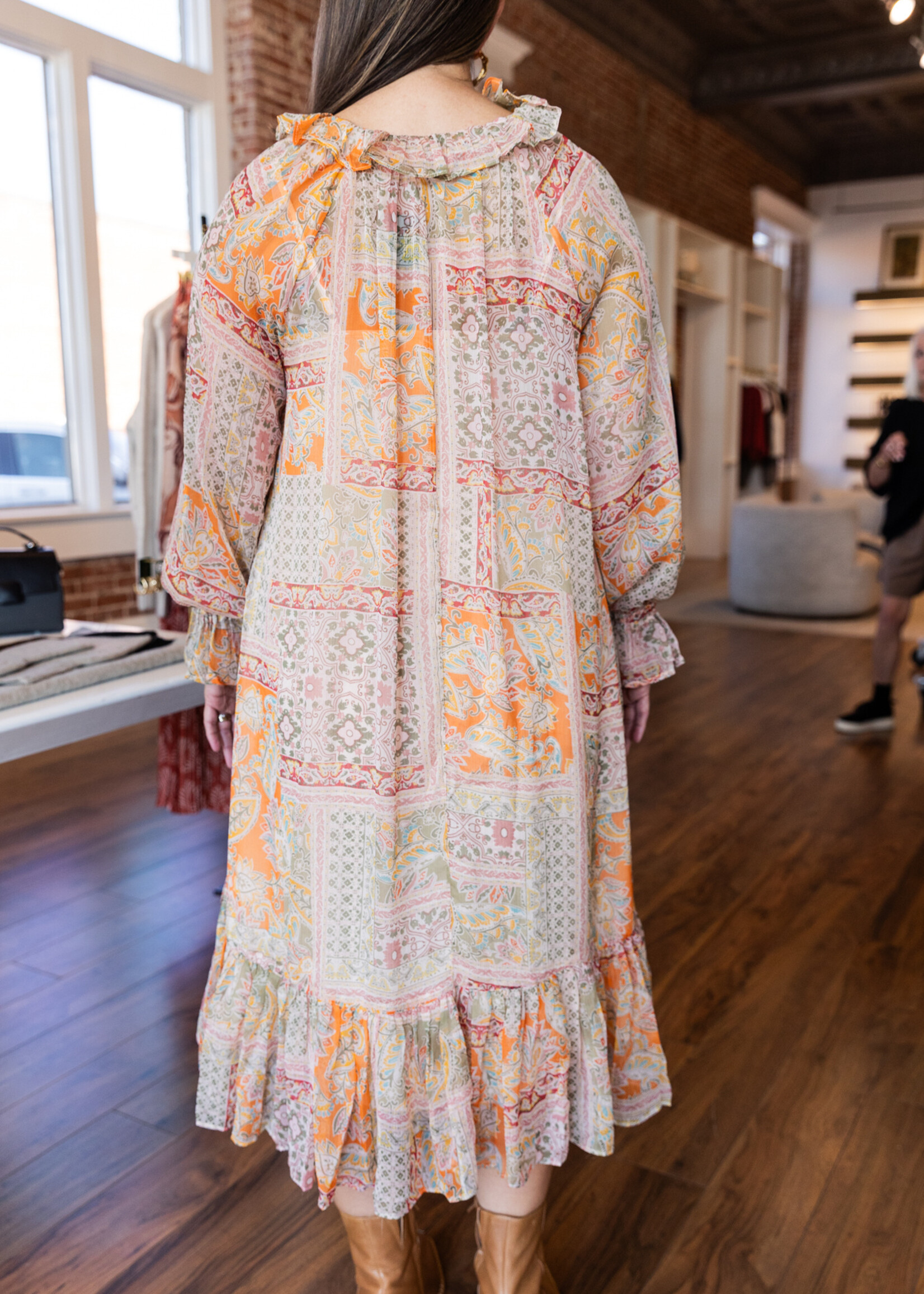 Karlie Paisley Chiffon Midi Dress