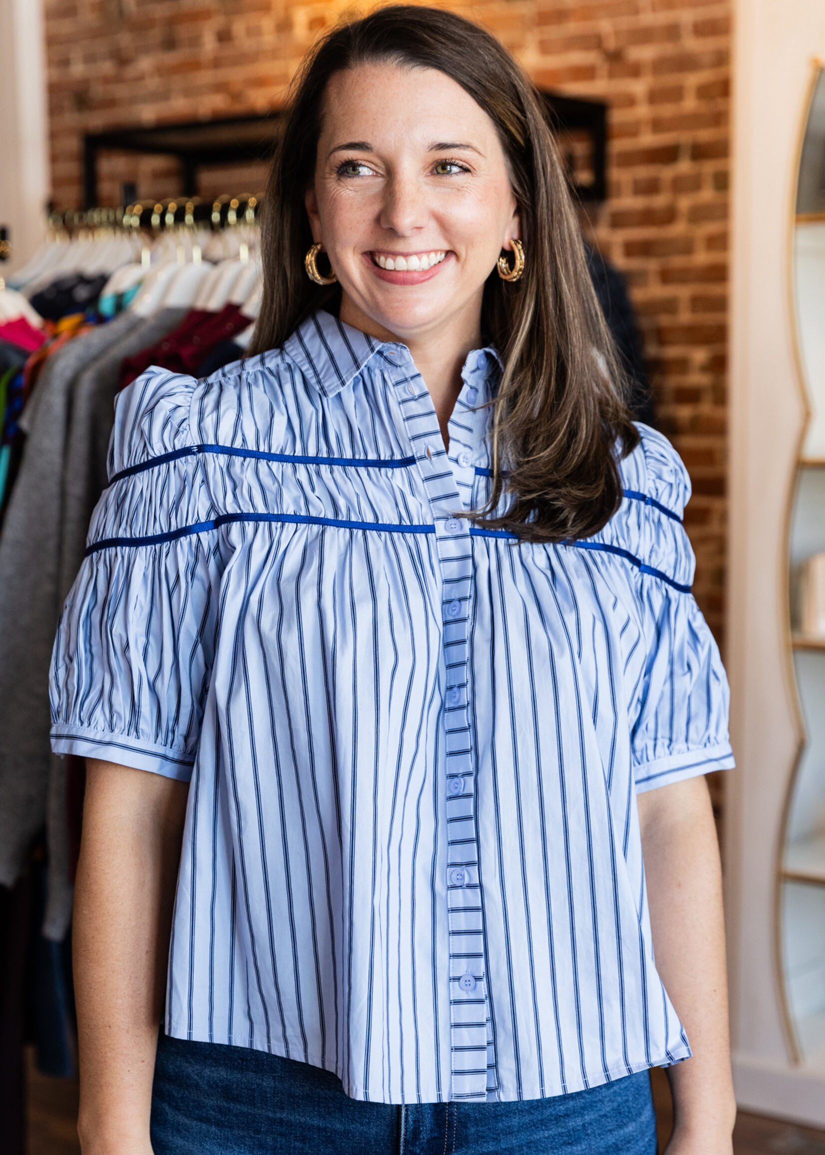 Karlie Stripe Button Down Shirt