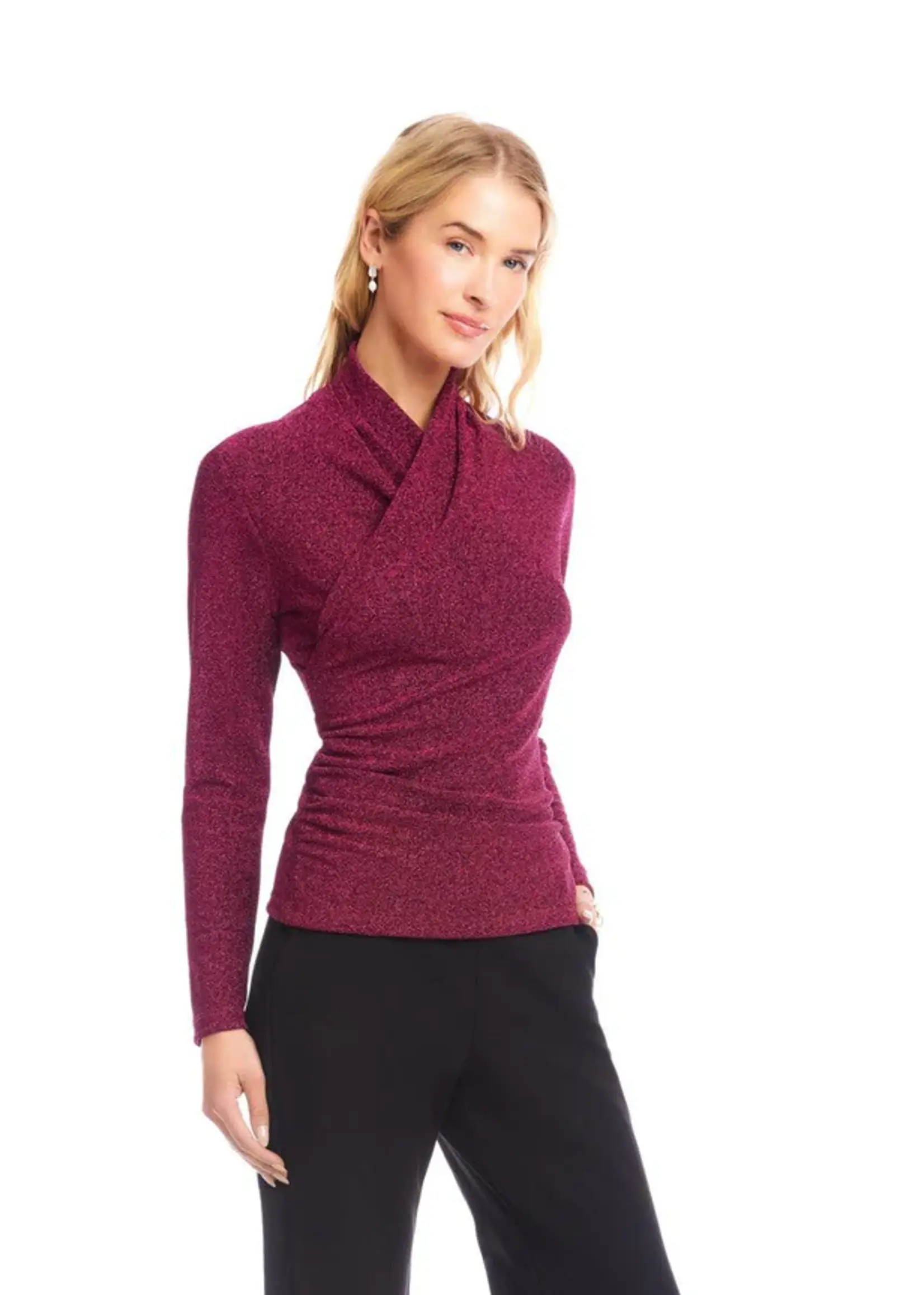 Karen Kane, Inc. Crossover Side Shirred Top
