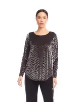 Karen Kane, Inc. Velvet Burnout Boatneck Top